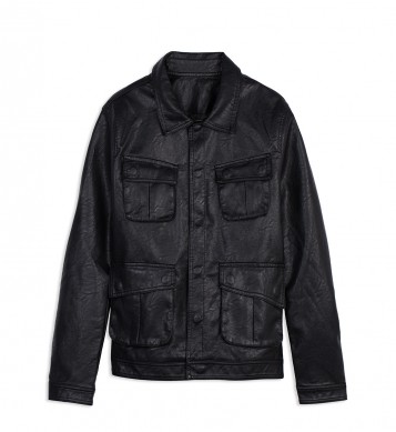 Áo khoác da đen 4 túi hộp hàng mới nhập