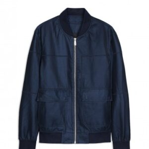 Áo khoác xanh than da lộn hai túi hộp